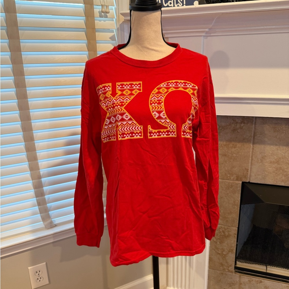 SUPER CUTE red/yellow Chi Omega long sleeved t-shirt
